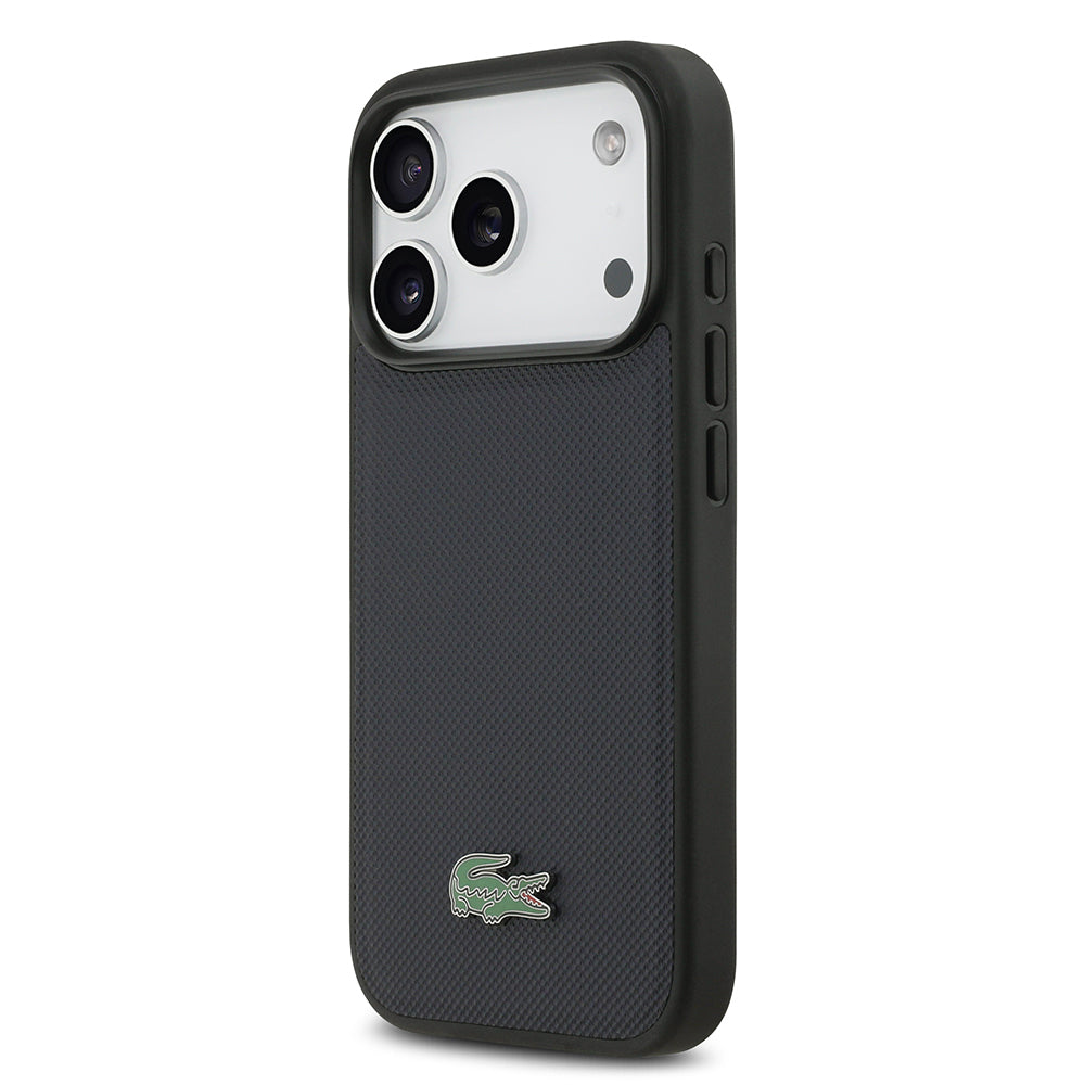 iPhone 17 Pro Kılıf Lacoste Orijinal Lisanslı M-safe Şarj Özellikli PU Pike Desenli Metal Logolu Kılıf