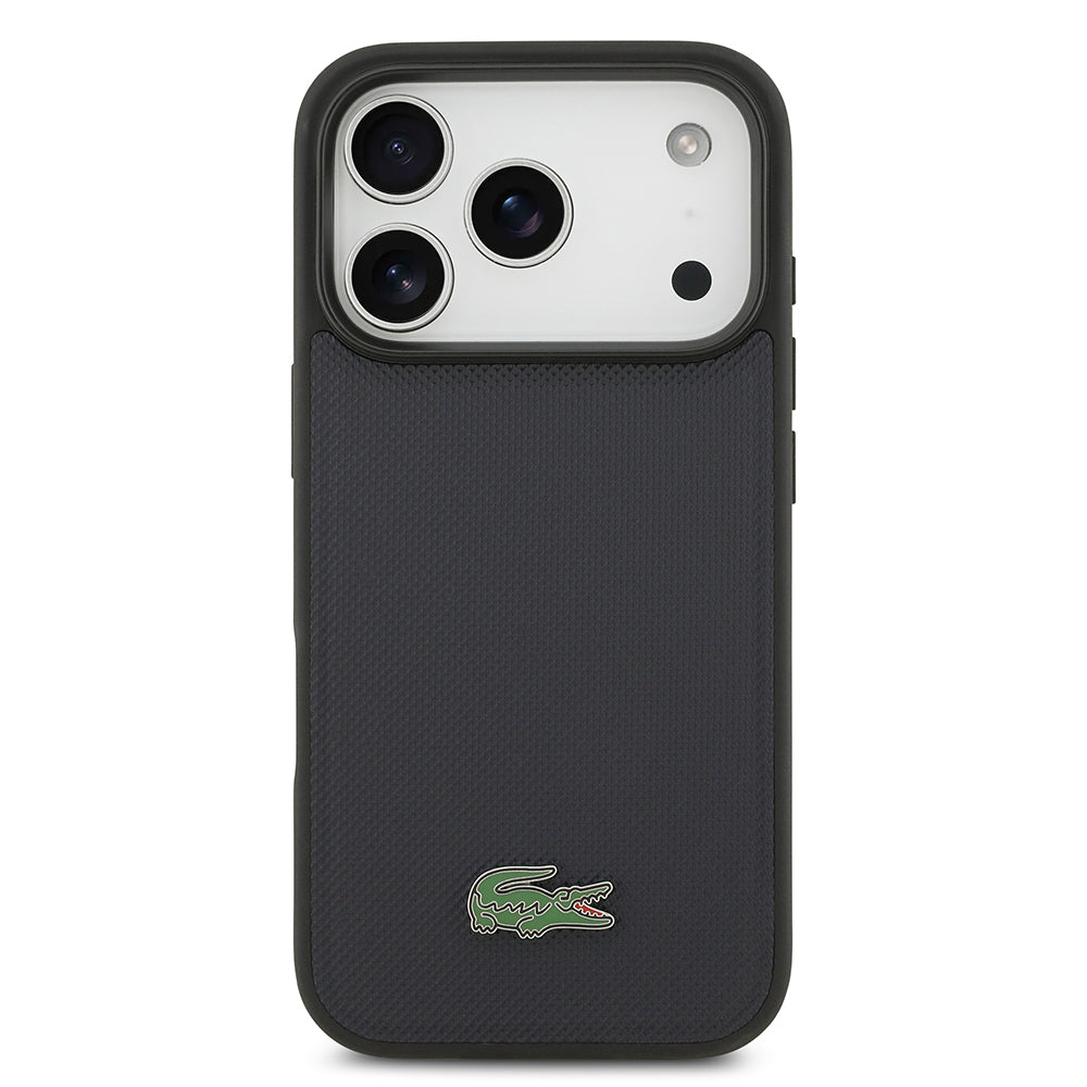 iPhone 17 Pro Kılıf Lacoste Orijinal Lisanslı M-safe Şarj Özellikli PU Pike Desenli Metal Logolu Kılıf