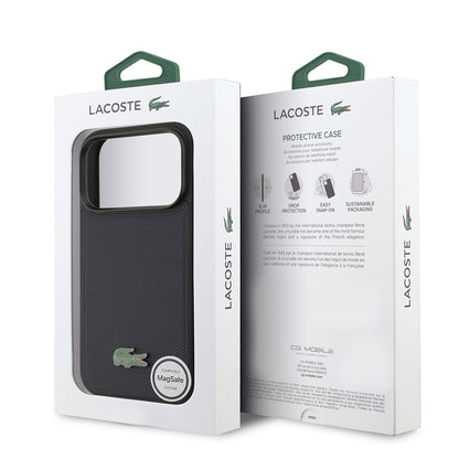 iPhone 17 Pro Kılıf Lacoste Orijinal Lisanslı M-safe Şarj Özellikli PU Pike Desenli Metal Logolu Kılıf