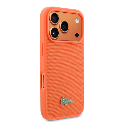 iPhone 17 Pro Kılıf Lacoste Orijinal Lisanslı M-safe Şarj Özellikli PU Pike Desenli Metal Logolu Kılıf