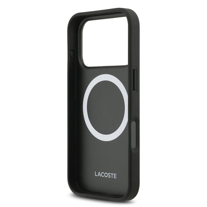 iPhone 17 Pro Kılıf Lacoste Orijinal Lisanslı M-safe Şarj Özellikli PU Pike Desenli Metal Logolu Kartlıklı Kılıf