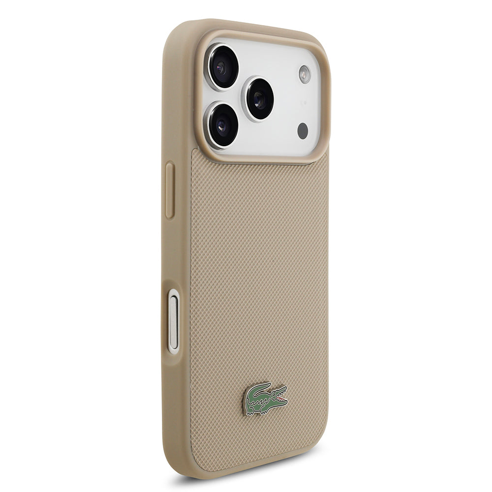 iPhone 17 Pro Kılıf Lacoste Orijinal Lisanslı M-safe Şarj Özellikli PU Pike Desenli Metal Logolu Kartlıklı Kılıf