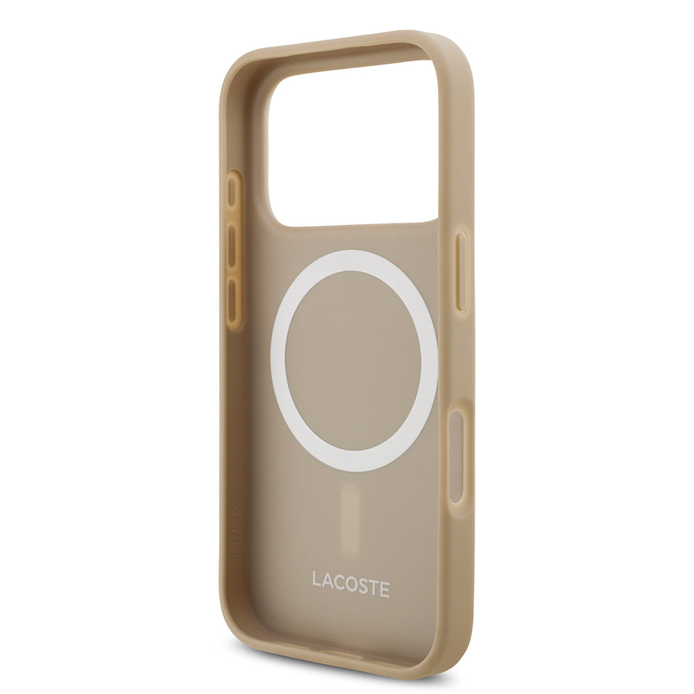 iPhone 17 Pro Kılıf Lacoste Orijinal Lisanslı M-safe Şarj Özellikli PU Pike Desenli Metal Logolu Kartlıklı Kılıf