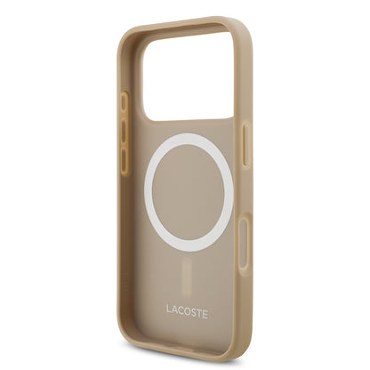 iPhone 17 Pro Kılıf Lacoste Orijinal Lisanslı M-safe Şarj Özellikli PU Pike Desenli Metal Logolu Kartlıklı Kılıf