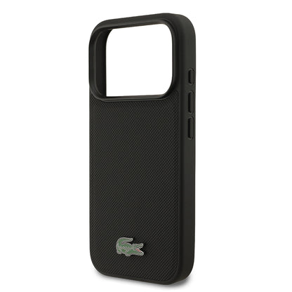 iPhone 17 Pro Kılıf Lacoste Orijinal Lisanslı M-safe Şarj Özellikli PU Pike Desenli Metal Logolu Kartlıklı Kılıf