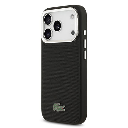iPhone 17 Pro Kılıf Lacoste Orijinal Lisanslı M-safe Şarj Özellikli PU Pike Desenli Standlı Metal Logolu Kılıf