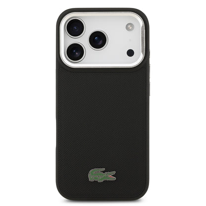 iPhone 17 Pro Kılıf Lacoste Orijinal Lisanslı M-safe Şarj Özellikli PU Pike Desenli Standlı Metal Logolu Kılıf