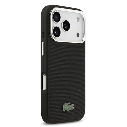 iPhone 17 Pro Kılıf Lacoste Orijinal Lisanslı M-safe Şarj Özellikli PU Pike Desenli Standlı Metal Logolu Kılıf