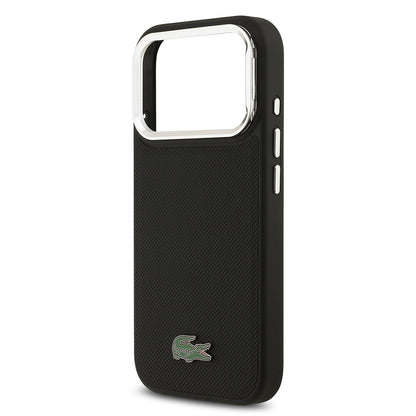 iPhone 17 Pro Kılıf Lacoste Orijinal Lisanslı M-safe Şarj Özellikli PU Pike Desenli Standlı Metal Logolu Kılıf
