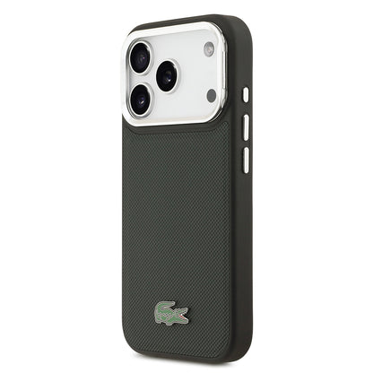 iPhone 17 Pro Kılıf Lacoste Orijinal Lisanslı M-safe Şarj Özellikli PU Pike Desenli Standlı Metal Logolu Kılıf