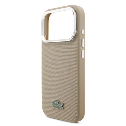 iPhone 17 Pro Kılıf Lacoste Orijinal Lisanslı M-safe Şarj Özellikli PU Pike Desenli Standlı Metal Logolu Kılıf