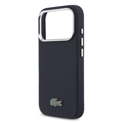 iPhone 17 Pro Kılıf Lacoste Orijinal Lisanslı M-Safe Şarj Özellikli PVC Pike Desenli Arka Yüzey İkonik Timsah Dokuma Logolu Kılıf