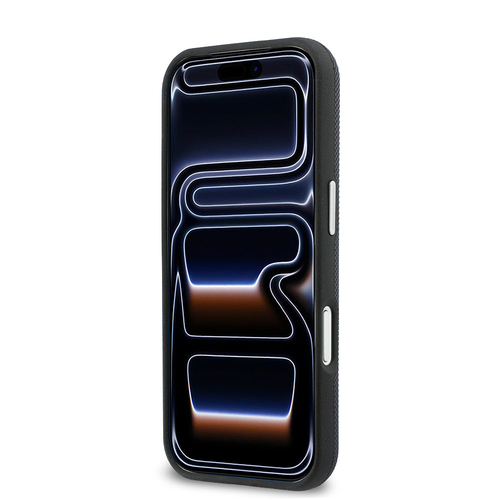 iPhone 17 Pro Kılıf Lacoste Orijinal Lisanslı M-Safe Şarj Özellikli PVC Yarı Pike Desenli Arka Yüzey İkonik Timsah Dokuma Logolu Kılıf