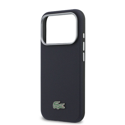 iPhone 17 Pro Kılıf Lacoste Orijinal Lisanslı M-Safe Şarj Özellikli PVC Yarı Pike Desenli Arka Yüzey İkonik Timsah Dokuma Logolu Kılıf