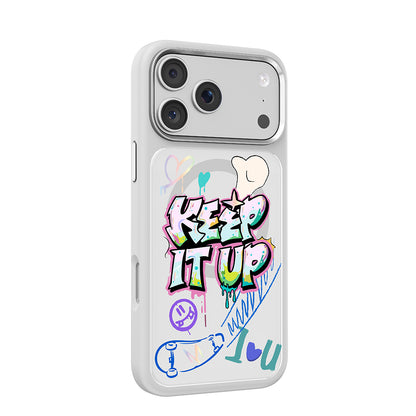 iPhone 17 Pro Kılıf M-safe Şarj Özellikli 3D Baskılı Tasarım Mutural Graffiti Serisi Kılıf