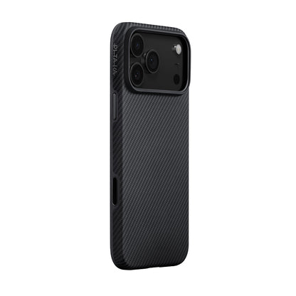 iPhone 17 Pro Kılıf M-safe Şarj Özellikli Aramid Fiber Pitaka Military-Grade Classic Serisi Black-Grey Twill Kılıf