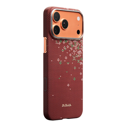 iPhone 17 Pro Kılıf M-safe Şarj Özellikli Aramid Karbon Fiber Pitaka Sakura Hours Serisi Kılıf