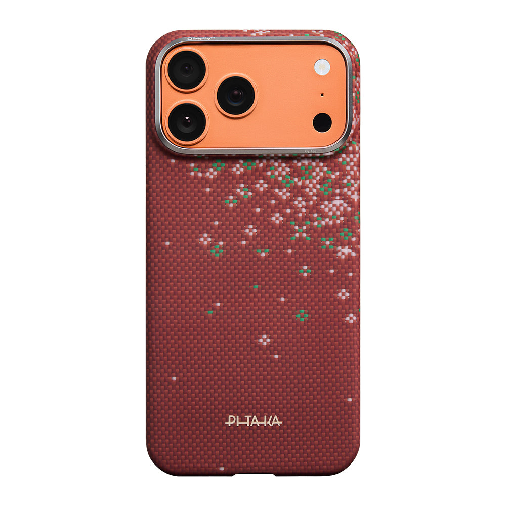 iPhone 17 Pro Kılıf M-safe Şarj Özellikli Aramid Karbon Fiber Pitaka Sakura Hours Serisi Kılıf