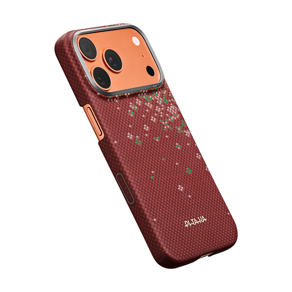 iPhone 17 Pro Kılıf M-safe Şarj Özellikli Aramid Karbon Fiber Pitaka Sakura Hours Serisi Kılıf