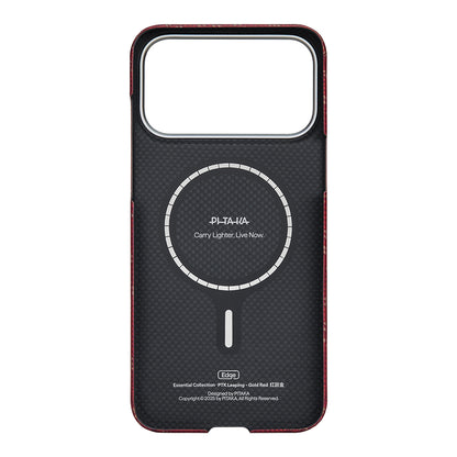 iPhone 17 Pro Kılıf M-safe Şarj Özellikli Aramid Fiber Pitaka Tactile Woven Monogram Serisi Kılıf