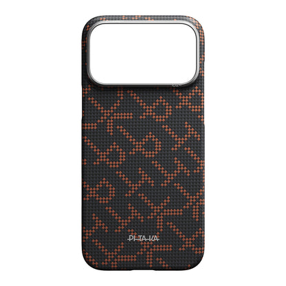 iPhone 17 Pro Kılıf M-safe Şarj Özellikli Aramid Fiber Pitaka Tactile Woven Monogram Serisi Kılıf