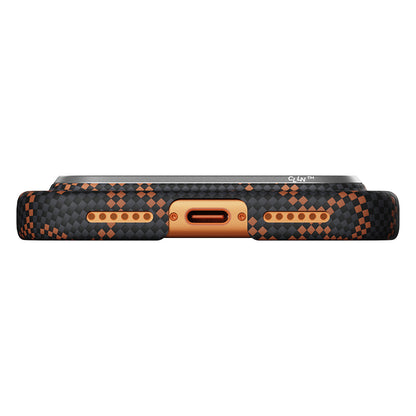 iPhone 17 Pro Kılıf M-safe Şarj Özellikli Aramid Fiber Pitaka Tactile Woven Monogram Serisi Kılıf