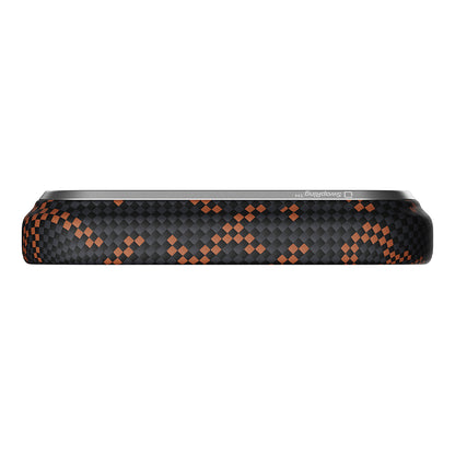 iPhone 17 Pro Kılıf M-safe Şarj Özellikli Aramid Fiber Pitaka Tactile Woven Monogram Serisi Kılıf