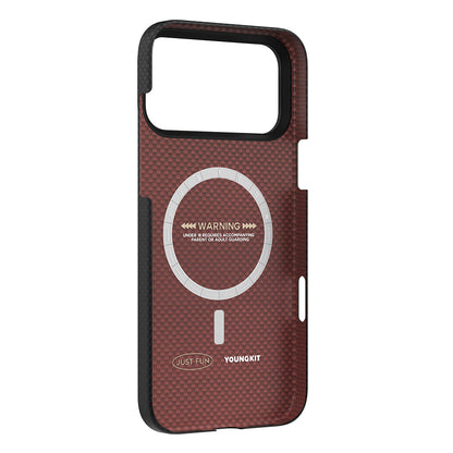 iPhone 17 Pro Kılıf M-safe Şarj Özellikli Aramid Fiber Youngkit 1500D Extreme Wing Titanyum-Gold Serisi Kılıf
