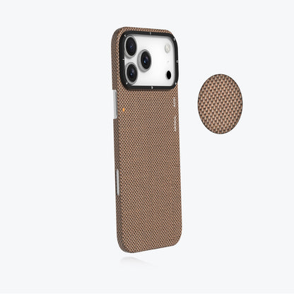 iPhone 17 Pro Kılıf M-safe Şarj Özellikli Aramid Fiber Youngkit 1500D Extreme Wing Titanyum-Gold Serisi Kılıf
