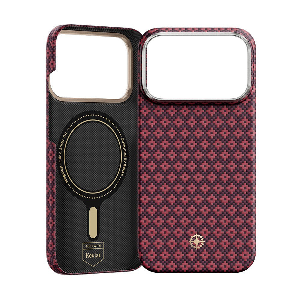 iPhone 17 Pro Kılıf M-Safe Şarj Özellikli Benks ArmorAir ArmorGrid Serisi C1 Kevlar Karbon Kılıf