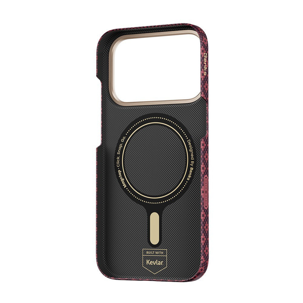 iPhone 17 Pro Kılıf M-Safe Şarj Özellikli Benks ArmorAir ArmorGrid Serisi C1 Kevlar Karbon Kılıf