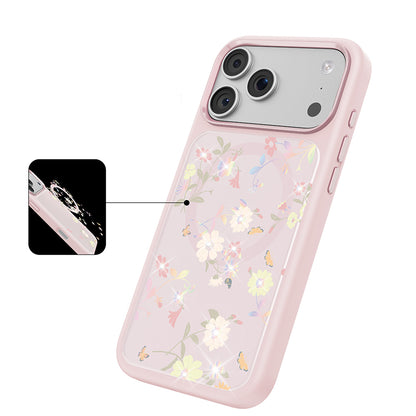 iPhone 17 Pro Kılıf M-safe Şarj Özellikli Çiçek Tasarımlı Mutural Flower Serisi Kılıf