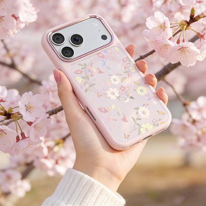 iPhone 17 Pro Kılıf M-safe Şarj Özellikli Çiçek Tasarımlı Mutural Flower Serisi Kılıf