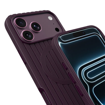 iPhone 17 Pro Kılıf M-Safe Şarj Özellikli Çizgi Desenli Kumaş Dokulu Zore Paris Lorin Kılıf