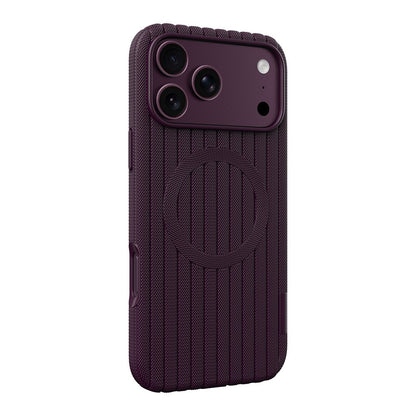 iPhone 17 Pro Kılıf M-Safe Şarj Özellikli Çizgi Desenli Kumaş Dokulu Zore Paris Lorin Kılıf