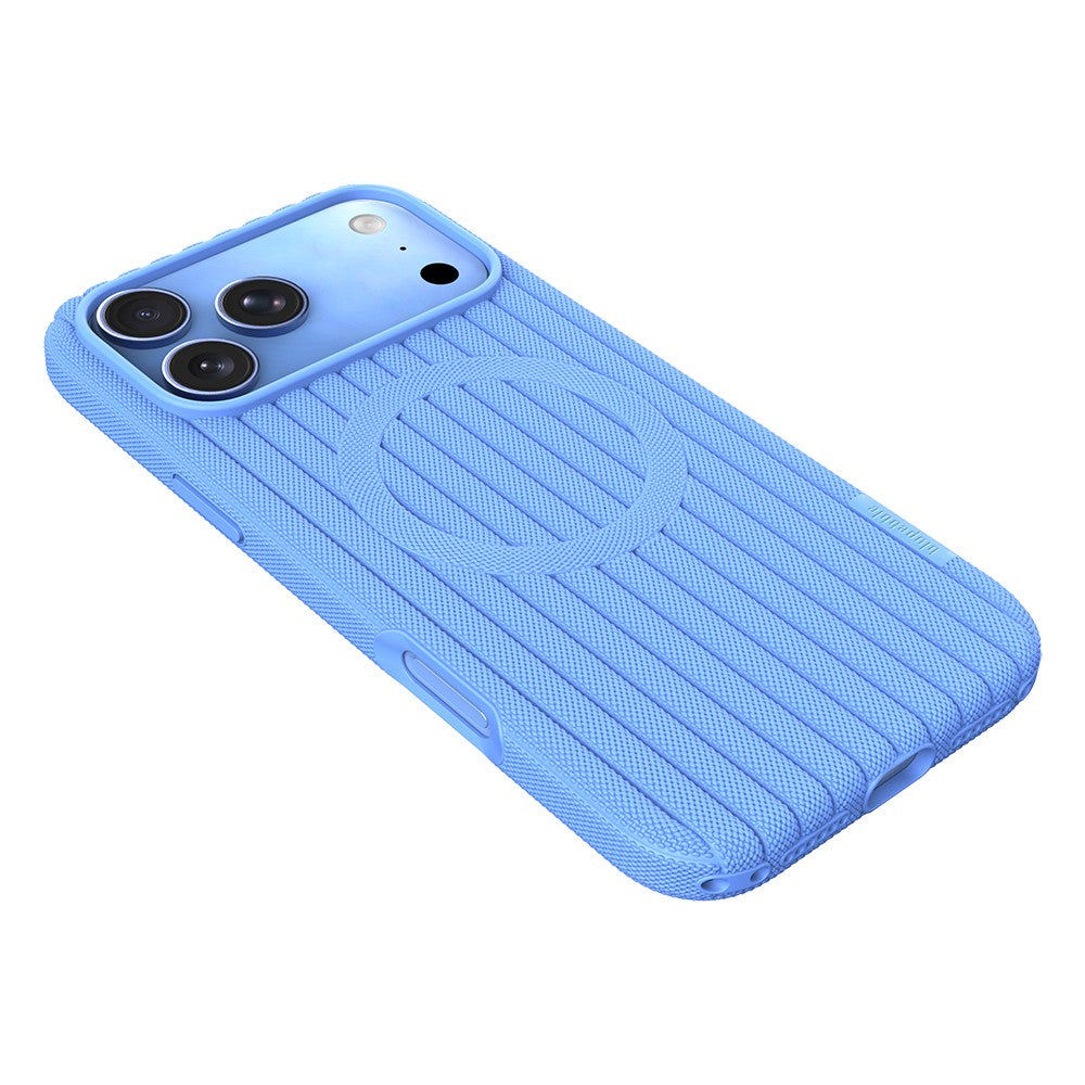 iPhone 17 Pro Kılıf M-Safe Şarj Özellikli Çizgi Desenli Kumaş Dokulu Zore Paris Lorin Kılıf
