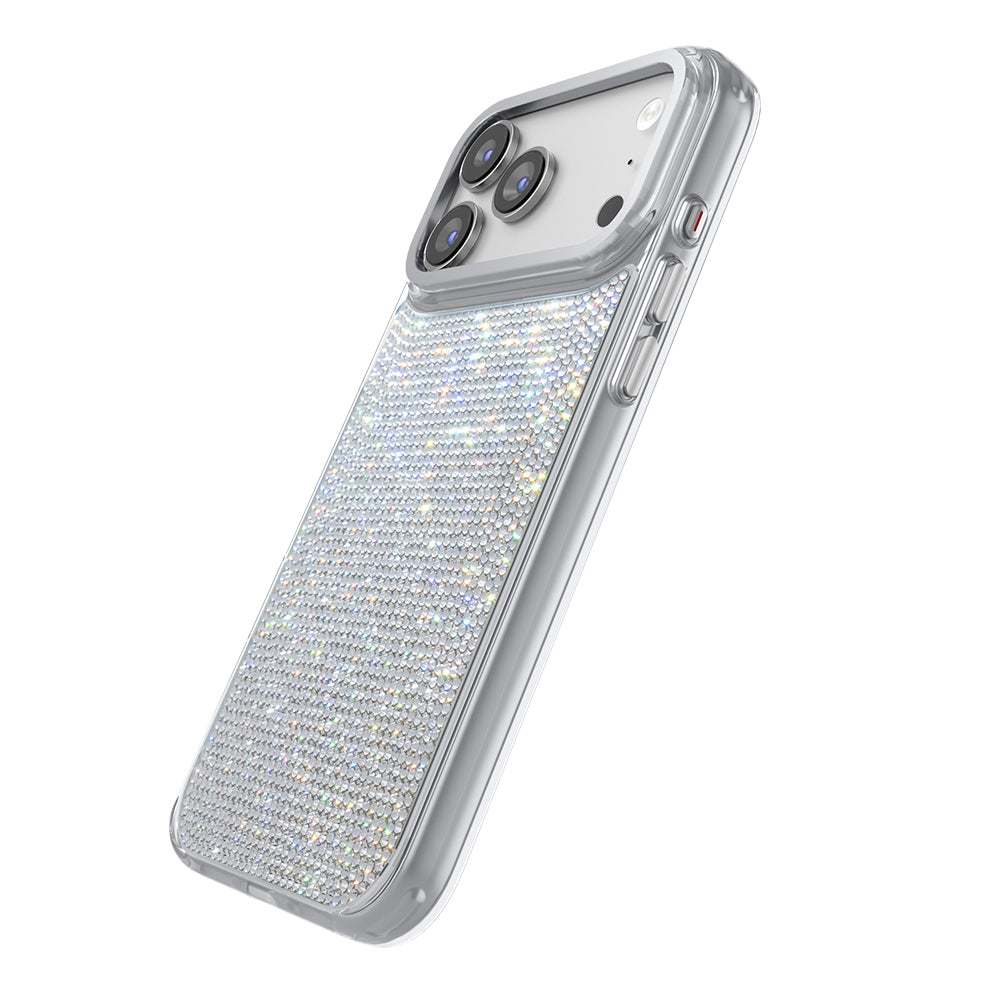 iPhone 17 Pro Kılıf M-Safe Şarj Özellikli El İşlemeli Swarovski Taşlı Zore Paris Riva Sert PC Kılıf
