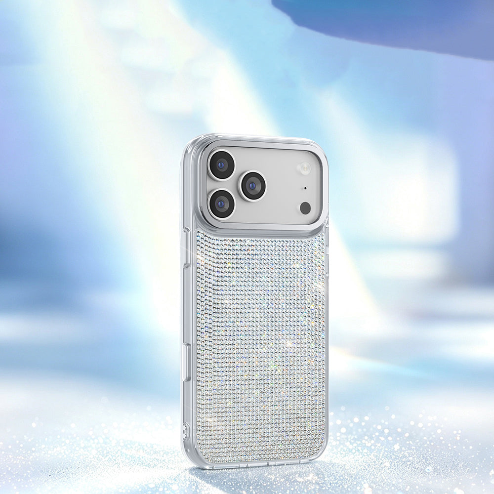 iPhone 17 Pro Kılıf M-Safe Şarj Özellikli El İşlemeli Swarovski Taşlı Zore Paris Riva Sert PC Kılıf
