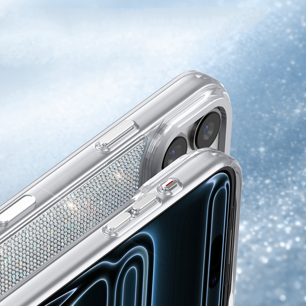 iPhone 17 Pro Kılıf M-Safe Şarj Özellikli El İşlemeli Swarovski Taşlı Zore Paris Riva Sert PC Kılıf