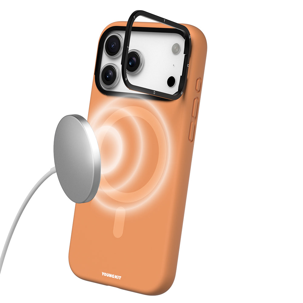 iPhone 17 Pro Kılıf M-Safe Şarj Özellikli Kamera Standlı Youngkit Gel Cream Serisi Kılıf