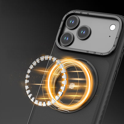 iPhone 17 Pro Kılıf M-safe Şarj Özellikli Metal Standlı Lenyes CK225 Kevlar Kılıf