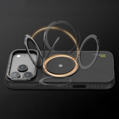 iPhone 17 Pro Kılıf M-safe Şarj Özellikli Metal Standlı Lenyes CK225 Kevlar Kılıf