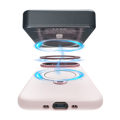 iPhone 17 Pro Kılıf M-safe Şarj Özellikli Metal Standlı Sıvı Silikon Lenyes CK223 Kılıf