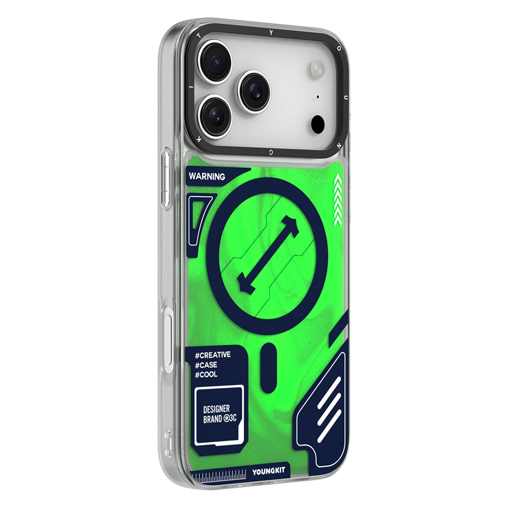 iPhone 17 Pro Kılıf M-safe Şarj Özellikli Parlak Kumlu Sıvılı Tasarımlı Galaxy Fantasy Serisi Kılıf