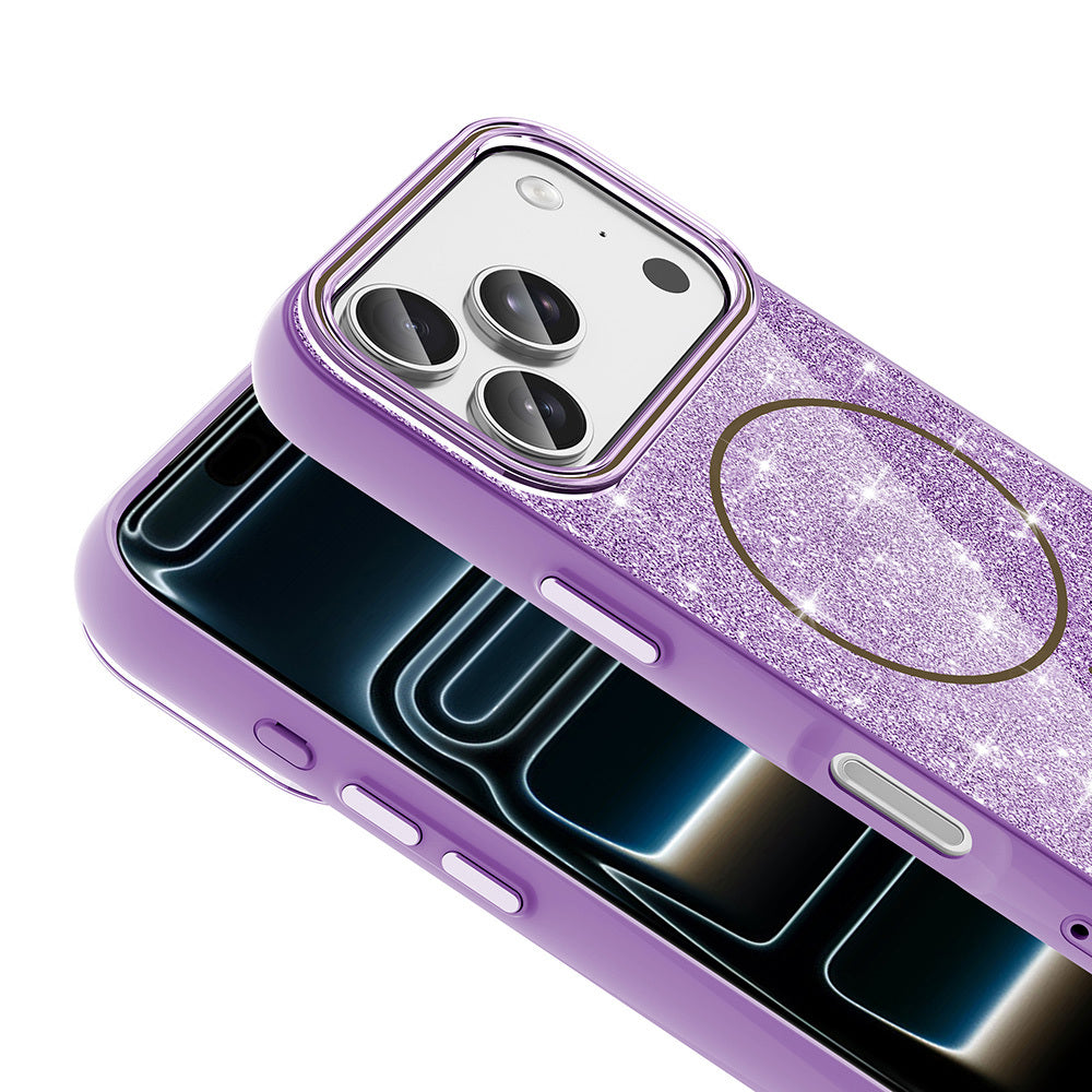 iPhone 17 Pro Kılıf M-safe Şarj Özellikli Parlayan Simli Zore Okso Kılıf