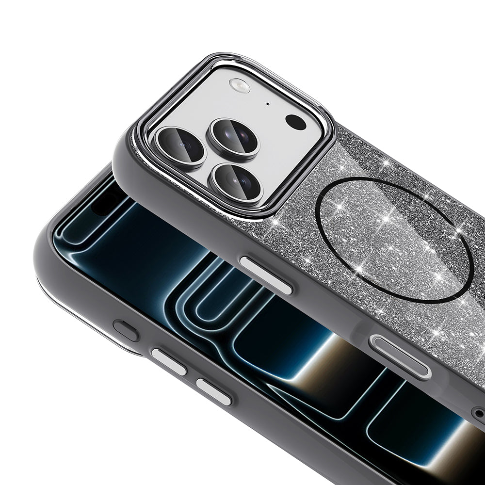 iPhone 17 Pro Kılıf M-safe Şarj Özellikli Parlayan Simli Zore Okso Kılıf