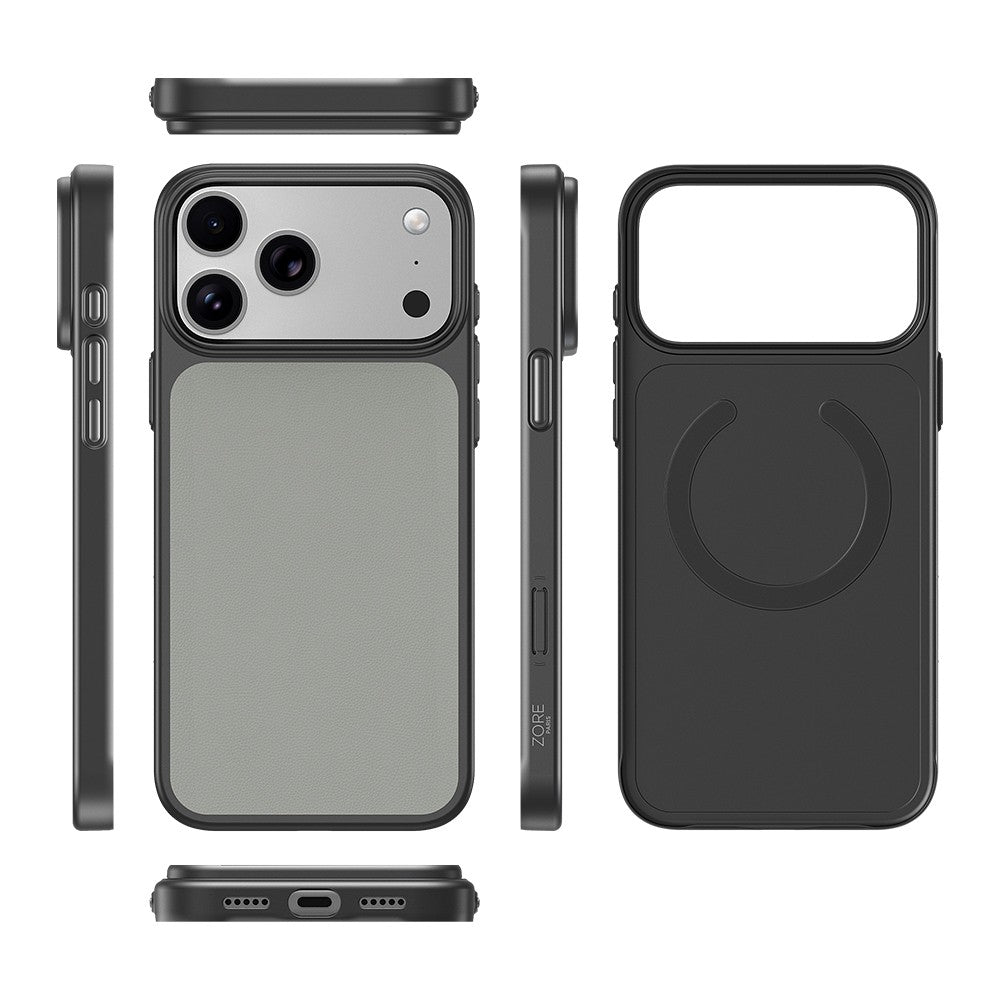 iPhone 17 Pro Kılıf M-Safe Şarj Özellikli PU Zore Paris Trexo Sert PC Kılıf