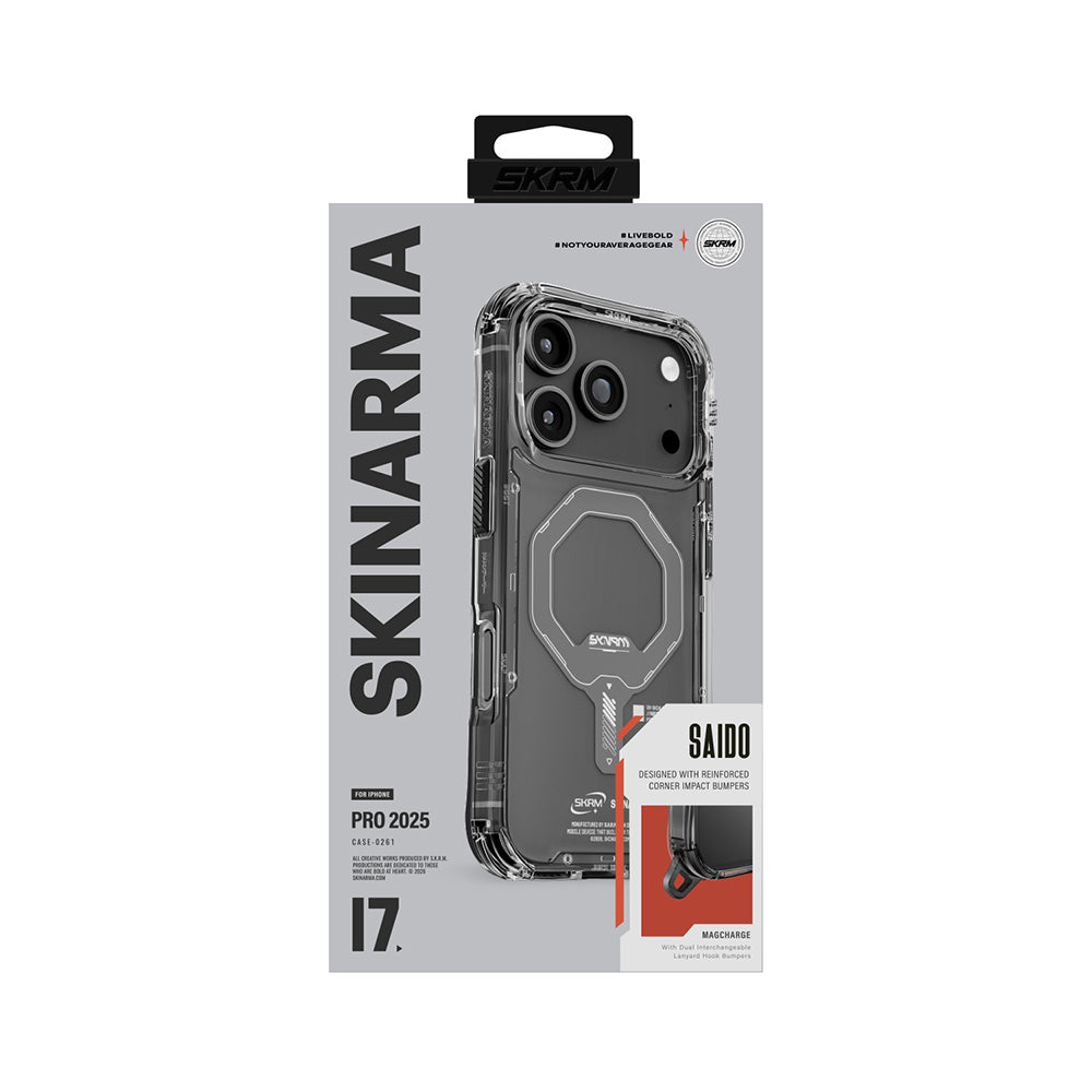 iPhone 17 Pro Kılıf M-safe Şarj Özellikli Şeffaf Airbag Tasarımlı Skinarma Saido Mag-Charge Kılıf