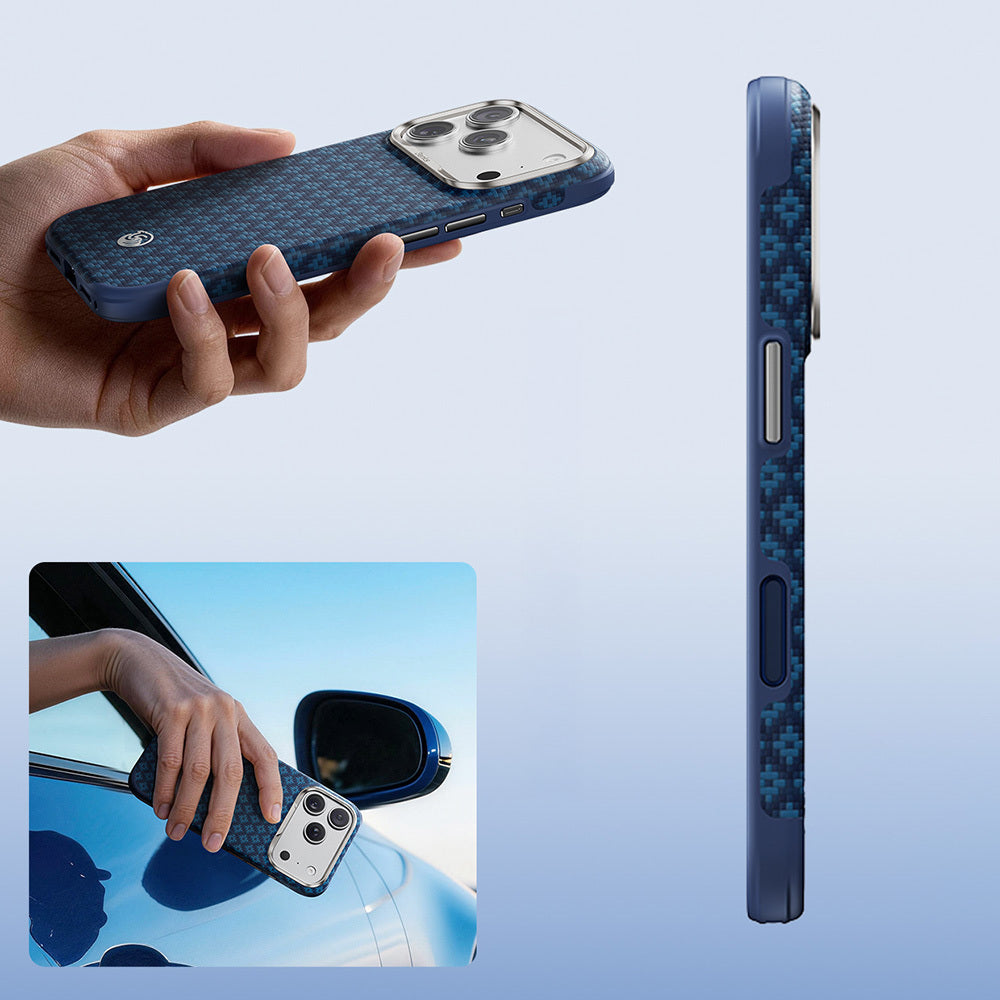 iPhone 17 Pro Kılıf M-Safe Şarj Özellikli Yükseltilmiş Kamera Çerçeveli Benks ArmorGrid ArmorEdge X9 Serisi Kevlar Karbon Kılıf