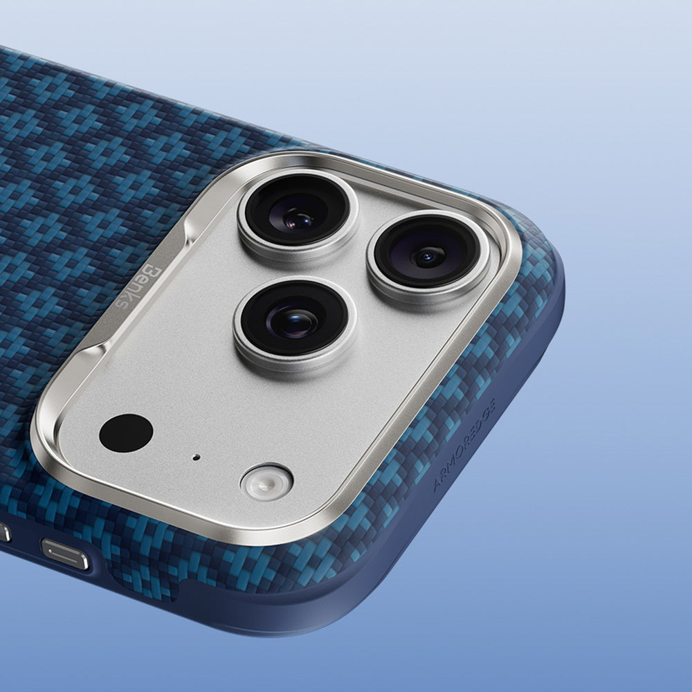 iPhone 17 Pro Kılıf M-Safe Şarj Özellikli Yükseltilmiş Kamera Çerçeveli Benks ArmorGrid ArmorEdge X9 Serisi Kevlar Karbon Kılıf